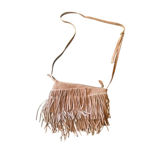 Brown Suede Fringe Crossbody Bag By Pimkie Western Rodeo Ranch Festival Hippie - Picture 1 of 4